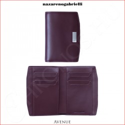 Avenue - XX-22/0120-021 Álló formátumú tárca 8 hitelkártya tartó zsebbel, bordó bőr