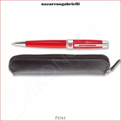 Tollak-ceruzák - AG.NXT1B701000 Golyóstoll, lakkozott vörös színben, fekete zipzáras bőrtokkal