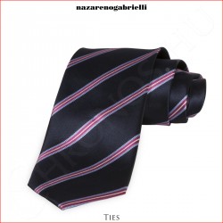 Nyakkendők - AG.UXC1B701000 Csoportcsíkos kék/világoskék selyemnyakkendő